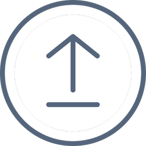 Up arrow icon enclosed within a circular shape